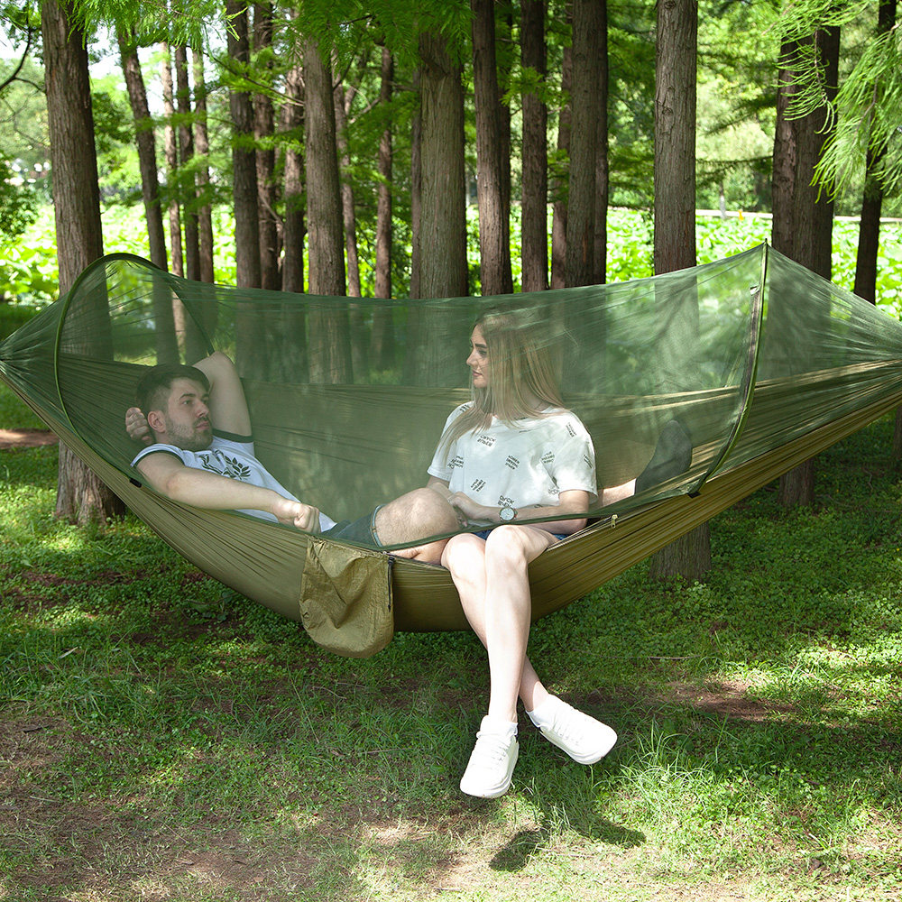 Automatic speed opening with mosquito net hanging bed Outdoor single double anti-mosquito adult parachute anti-rollover Indoor swing