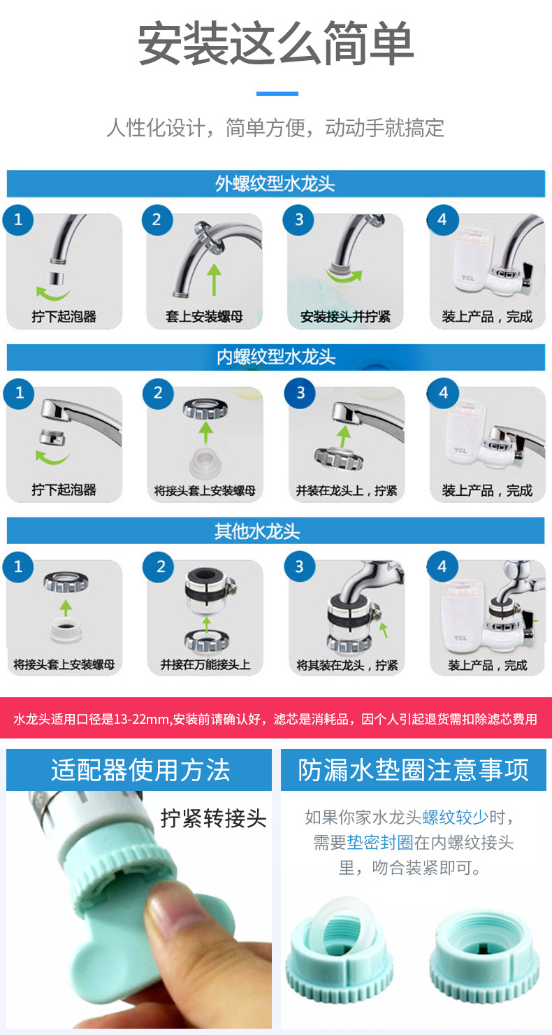 TCL 厨房净水龙头 净水器 5μm第3代陶瓷复合滤芯 图15