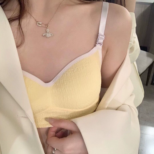 Милый брендовый кремовый атмосферный дышащий бюстгальтер пуш-ап, бюстгальтер-топ