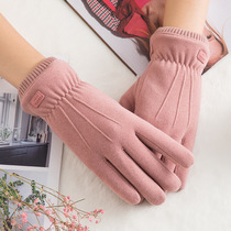 Winter riding gloves warm double-layer Velvet thickened touch screen cold-proof motorcycle battery cycling cotton gloves Lady