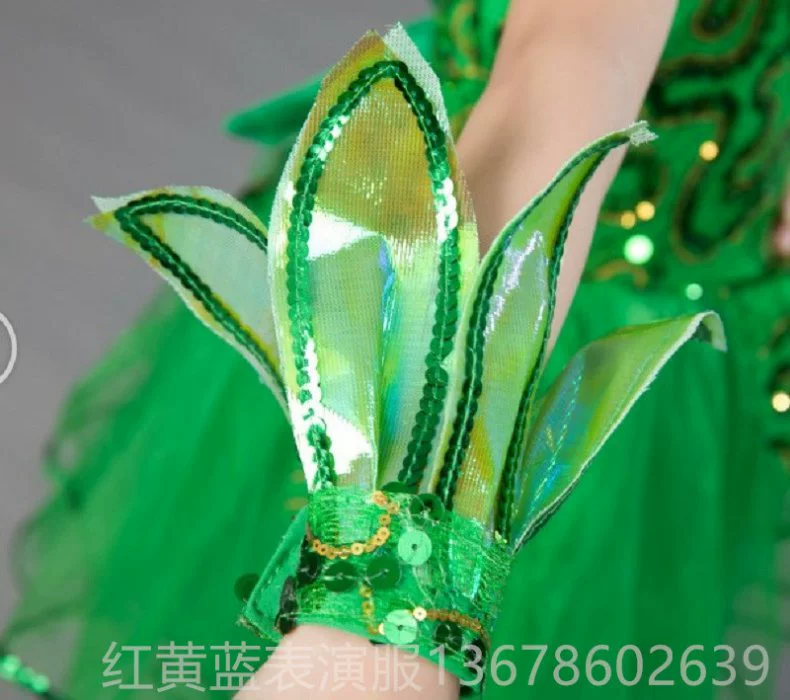 Chunxiao trang phục trẻ em màu xanh lá cây công chúa váy sequined cô gái nhảy váy váy cỏ khiêu vũ váy tutu - Trang phục