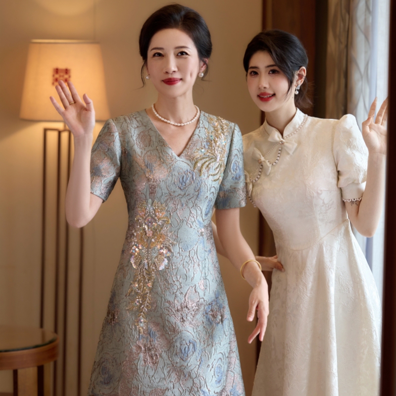 Mother's Wedding Banquet Dress 2026 New Style Noble and Youthful-Looking Mother-In-Law Wedding Banquet Outfit Wedding Party Wedding Dress