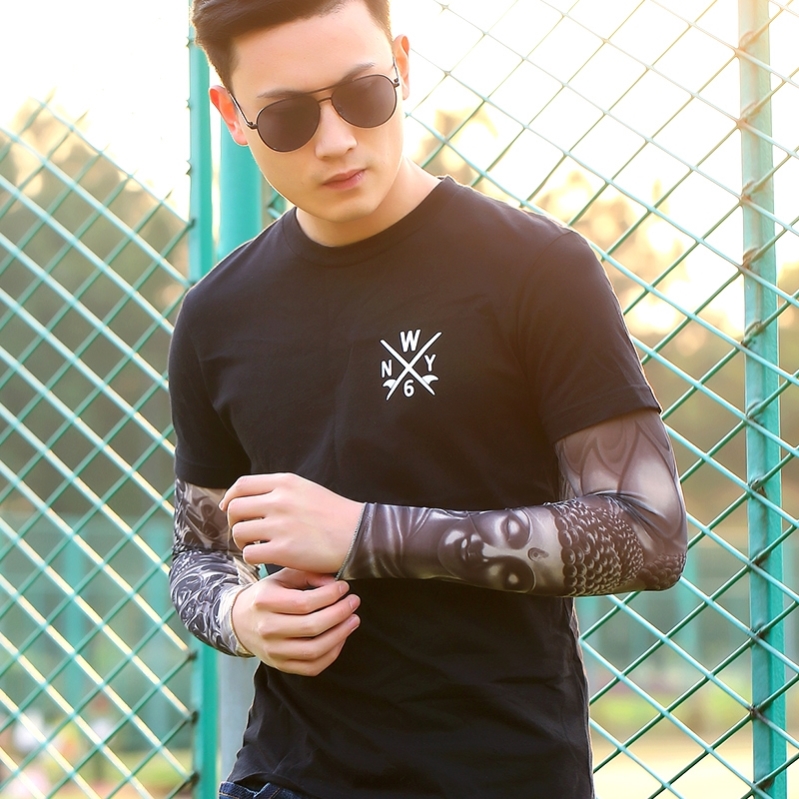 Men's ice silk sunscreen sleeve Driving arm sleeve hand sleeves Sleeves Locomotive Flowers Arm Fishing riding guard arm