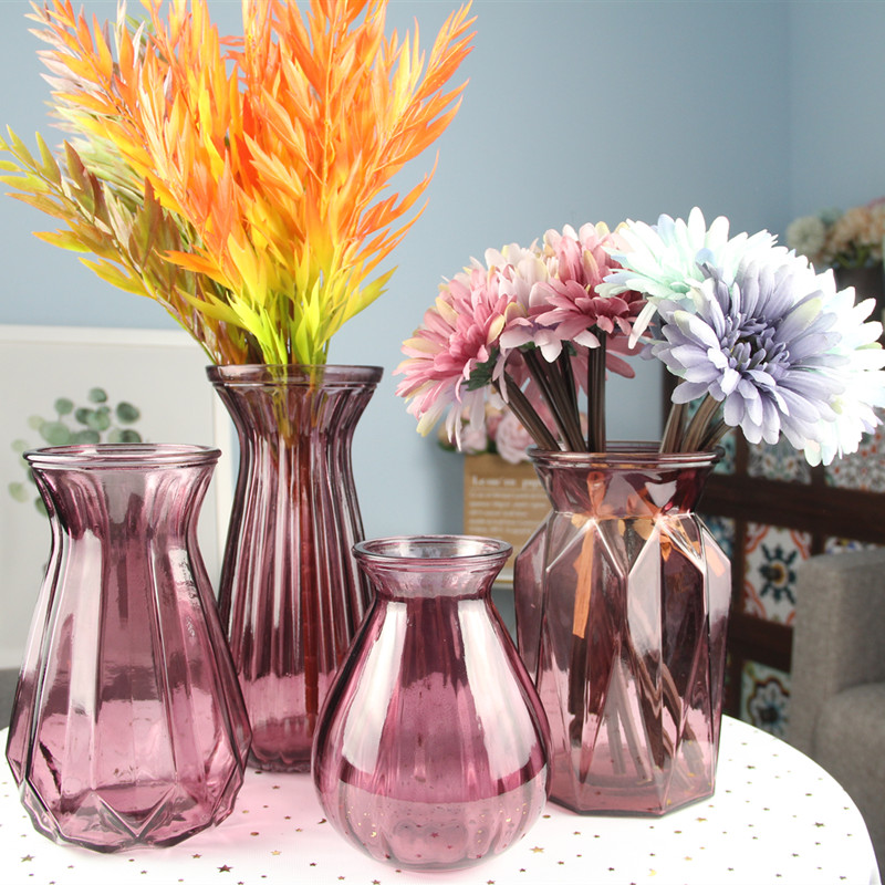 [Bốn bộ] bình thủy tinh châu Âu đơn giản mới trồng hoa thủy canh hoa khô phòng khách cắm hoa - Vase / Bồn hoa & Kệ lọ hoa tay phật