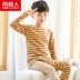 Trẻ em Nam Cực mặc đồ lót trẻ em bộ bé trai và bé gái mùa thu quần áo trẻ em đồ lót nhà sọc - Quần áo lót pijama bé trai Quần áo lót