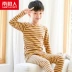 Trẻ em Nam Cực mặc đồ lót trẻ em bộ bé trai và bé gái mùa thu quần áo trẻ em đồ lót nhà sọc - Quần áo lót quần áo trẻ em hàn quốc Quần áo lót