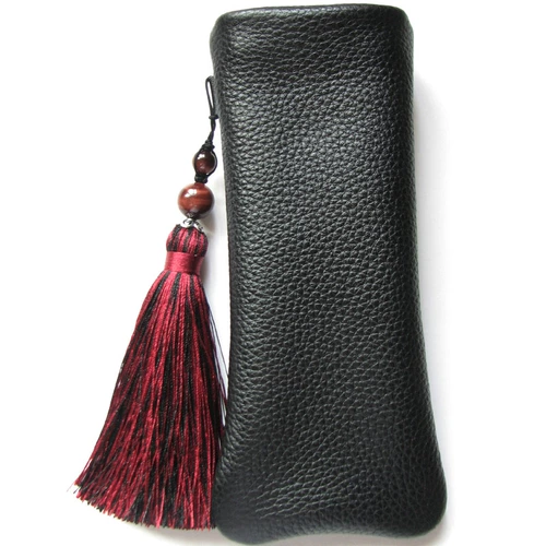 XU Кожаные ретро очки ручной работы с кисточками, портативная сумка для хранения подходит для мужчин и женщин, делается под заказ, из натуральной кожи, простой и элегантный дизайн