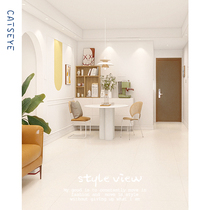 Cats eye cream style plain color living room micro-cement tiles matte soft light bathroom floor tiles 800x800
