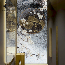 Cat Eye Modern Glass Mosaic cut painting tiles Xuanguan Living room TV Background wall Building Material Aisle Decoration Painting