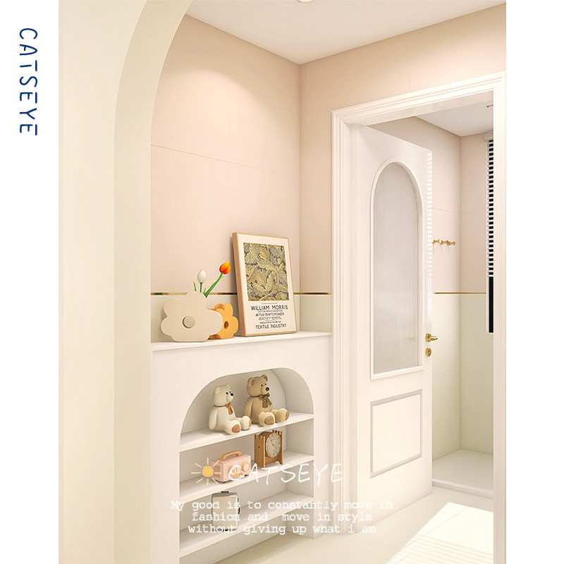 Cat's eye Morandi soft light bathroom micro-cement tile cream matte plain color wall tile kitchen toilet floor tile