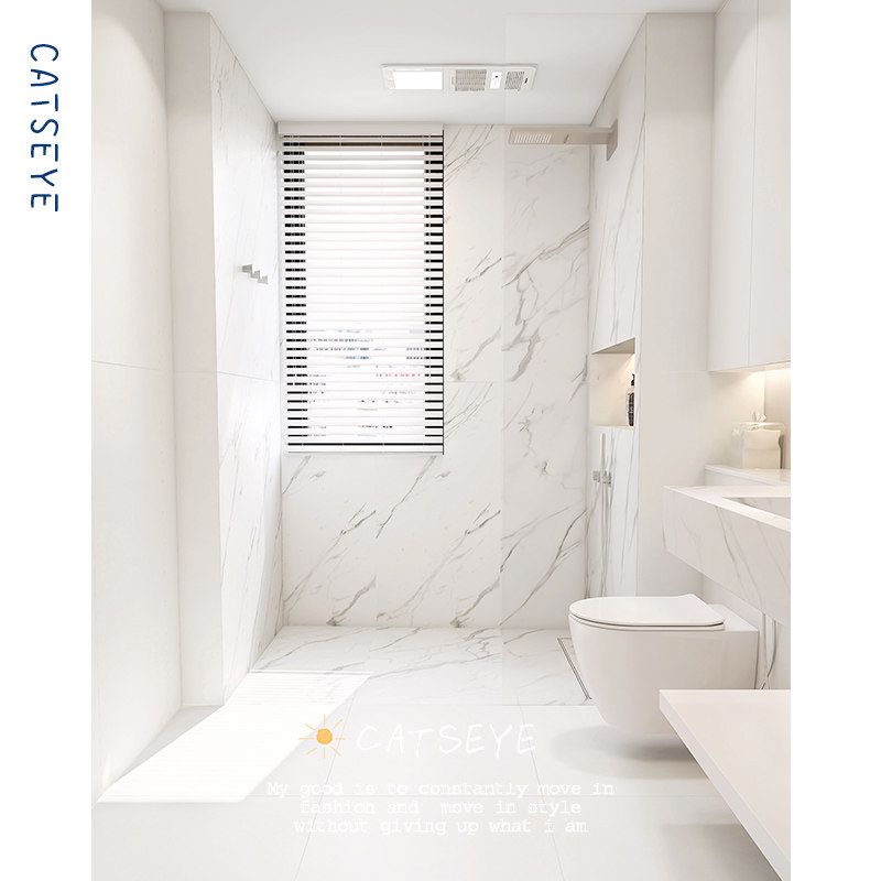 Cat's eye soft light jazz white bathroom micro-cement tiles minimalist living room matte floor tiles kitchen plain wall tiles