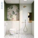 Кошачий глаз французская ретро -плитка зеленая ванная комната ванная кирпич.