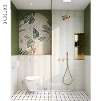 Кошачий глаз французская ретро -плитка зеленая ванная комната ванная кирпич.