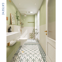 Cats eye green Moroccan bathroom tile French retro balcony flower piece toilet wall brick small flower brick floor tile