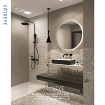 Cats eye gray matte bathroom terrazzo tiles 600x600 wabi-sabi bathroom wall tiles micro cement floor tiles