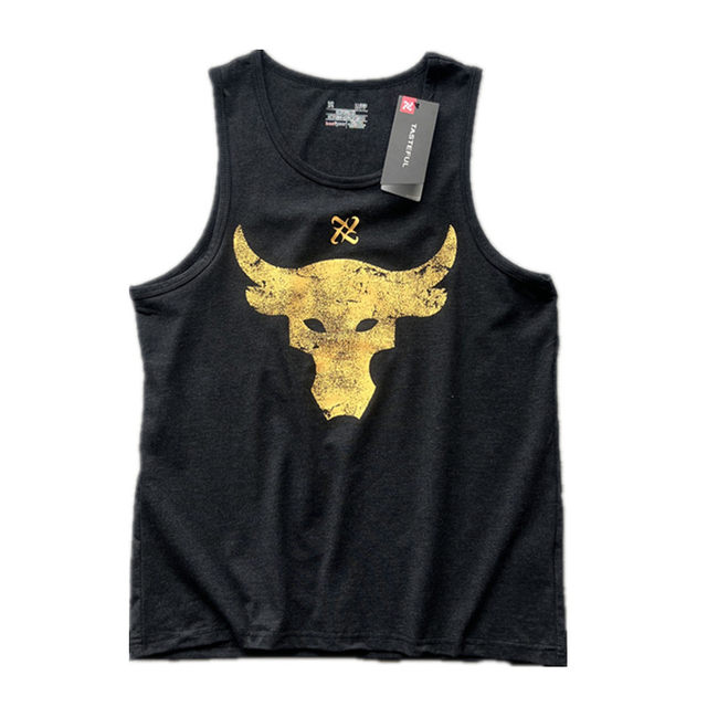 Bull Head Series Digital Distressed Printed Sweat-Absorbent Stretch Cotton Men's Casual Sports Vest Training Fitness Waistcoat