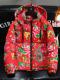 Hooded Red Bottom Northeastern Large Flower Print Warm Clothes Chinese Peony Flower Men's Clothes Thickened Warmth Festive Down Jacket