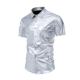 Men's Glossy Nightclub Disco Short-Sleeve Shirt 2024 New Solid Color Simple Style Performance Shirt Casual Trendy