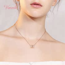 Small waist necklace female sterling silver collarbone inlay personality fashion 18k rose color gold light luxury niche design trend