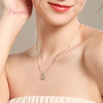 VANMBO fashion Korean sterling silver collarbone necklace women with zirconium 18k platinum pendant birthday gift jewelry women tide