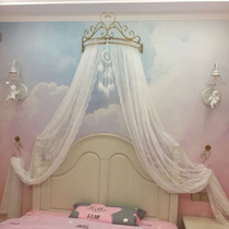 ins Bed curtain Bed curtain Decorative yarn curtain Bedside curtain Southeast Asian Sea European Court princess Hair ball Multi-layer with crown