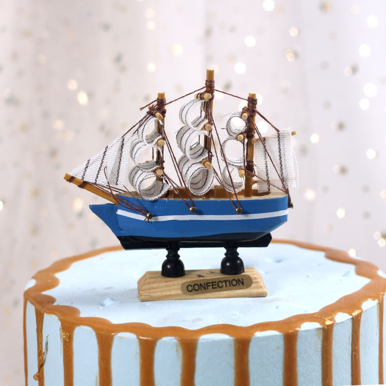 Bánh trang trí trang trí, cảnh thuyền bằng gỗ mịn, bánh quà sinh nhật, đồ trang trí fondant - Trang trí nội thất bố trí phòng khách đẹp
