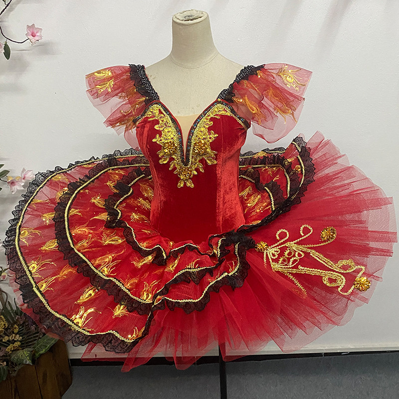 Professional classical ballet performance costume competition suit TUTU gauze skirt practice skirt ballet dance suit big red custom