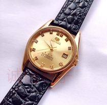 Stock domestic Tianjin watch factory seagull retro round glass mirror gold-plated pointer type automatic mechanical male