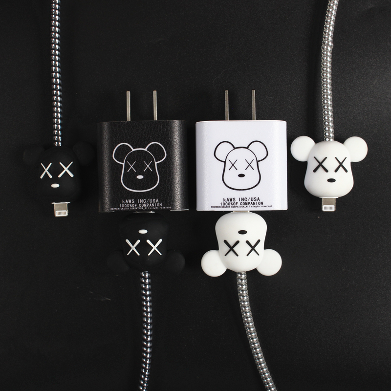 Honor 60 Magic3 v40 p50pro x20 x30 mobile phone charger sticker data cable headset winding rope protector cartoon cute couple protective sleeve film set