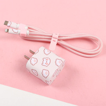 Apple 13 12 13Pro mini 11pro max flat ipad9 9 20W mobile phone charger sticker data cable winding rope cartoon wings decoration