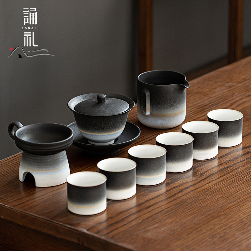 The Recital Light Extravaganza of the Coarse Pottery Kongfu Tea Furniture Set Up The Guild Guest Use Tea Tea Pot Modern Minimalist Ceramic Whole Set