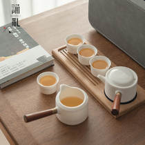 Chant ceremony high-end travel tea set set household simple outdoor carrying bag one pot four cups of dry tea tray quick cup