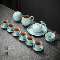 The Recital Day Style Coarse Pottery Tea Set suit Home Jane about small cover Kung Fu Bubble Teapot Upscale Office Guest Gift Box