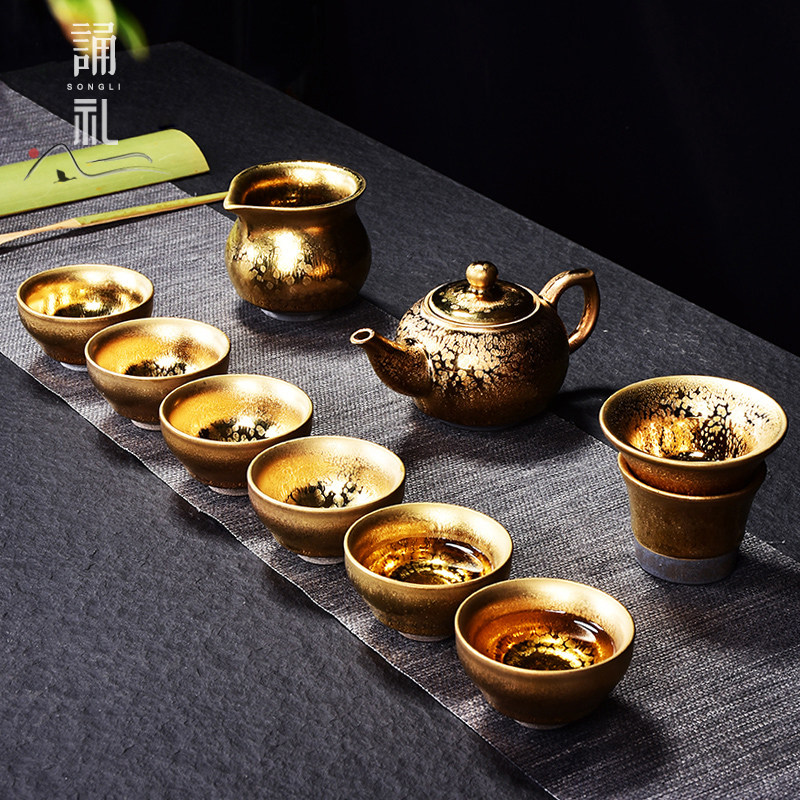 Chasting high-end gold Jiankung Kung Fu Tea Set Office guest Kung Yi Tea pot ceramic set gift box