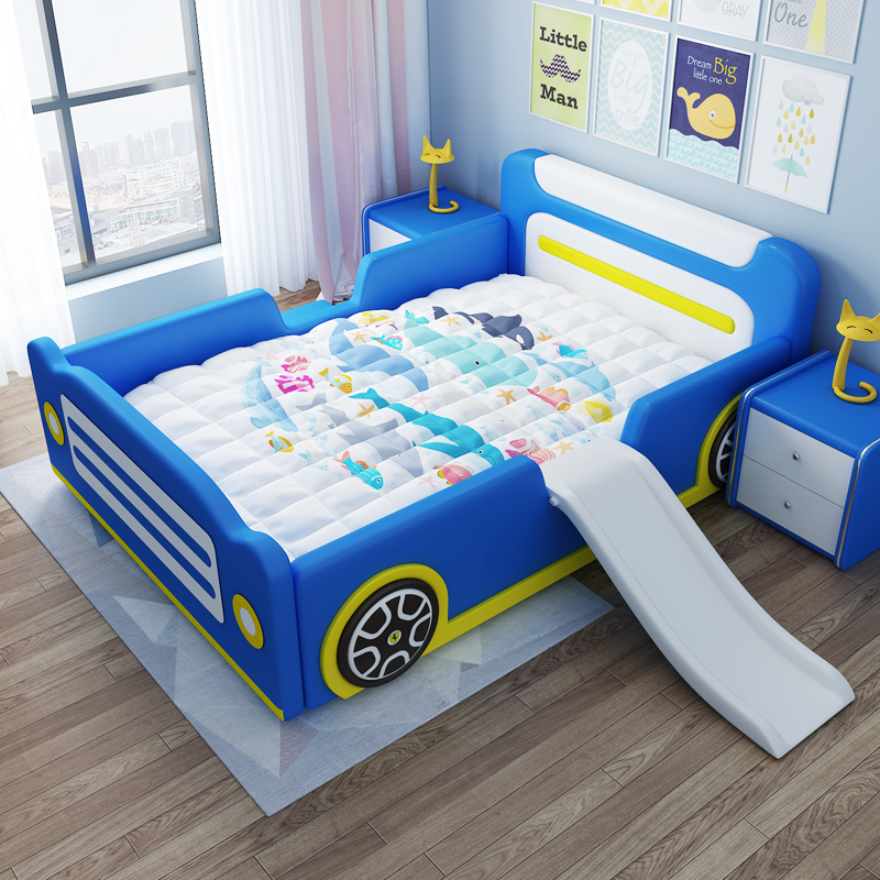 Children's bed Boy and girl with guardrail princess bed Children cartoon car car car combination single bed 1 5 m