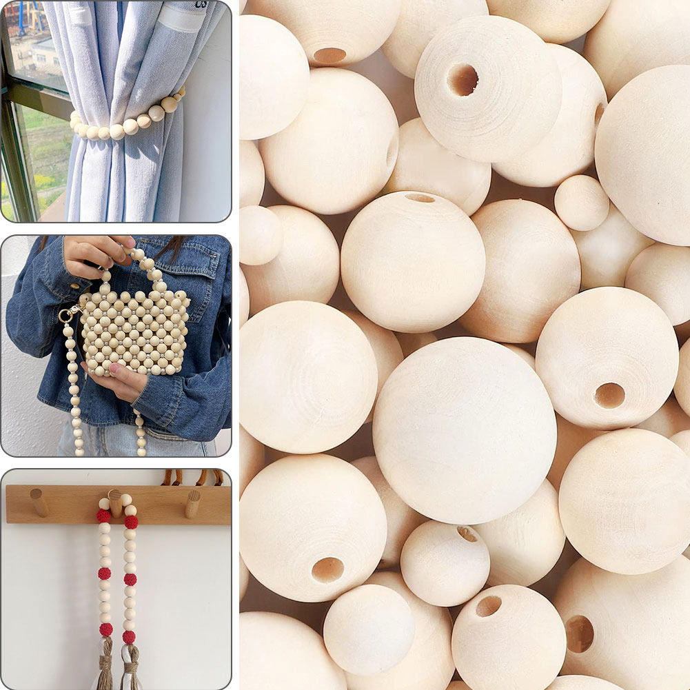 DIY Wood Beads Bag Strap Accessories 14 14 25 30 40mm 40mm Log Wool-colored Beads Loose Bead environmentally friendly polished