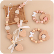 New infant handmade bow pacifier chain soothing baby DIY love teether bracelet toy set of two