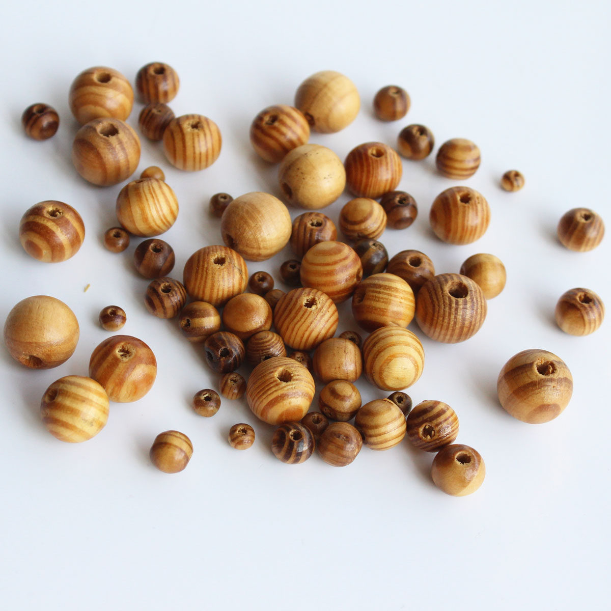 DIY Ornament Accessories 6-16mm Coffee Color Pine Wood Thread Road Round Wood Beads single price