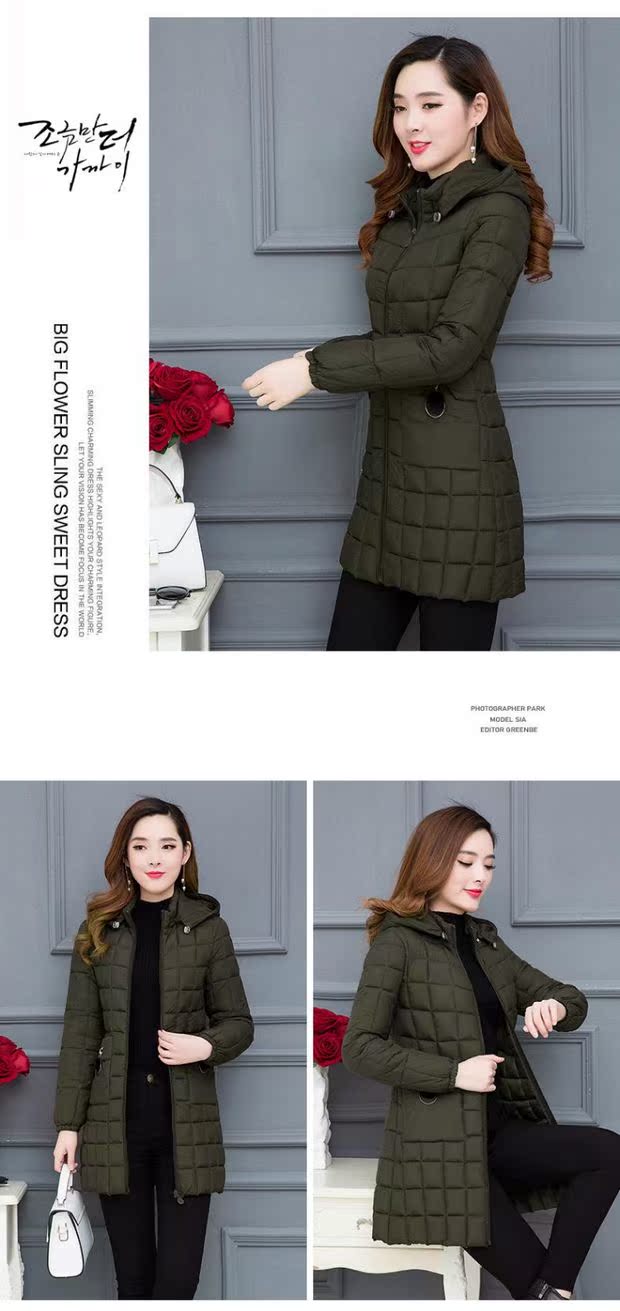 Quần cotton nữ 2018 mới trung niên và trung niên dài quần áo cotton dày mùa thu và áo khoác mùa đông cotton quần áo mẹ trung niên áo phao nữ hàng hiệu