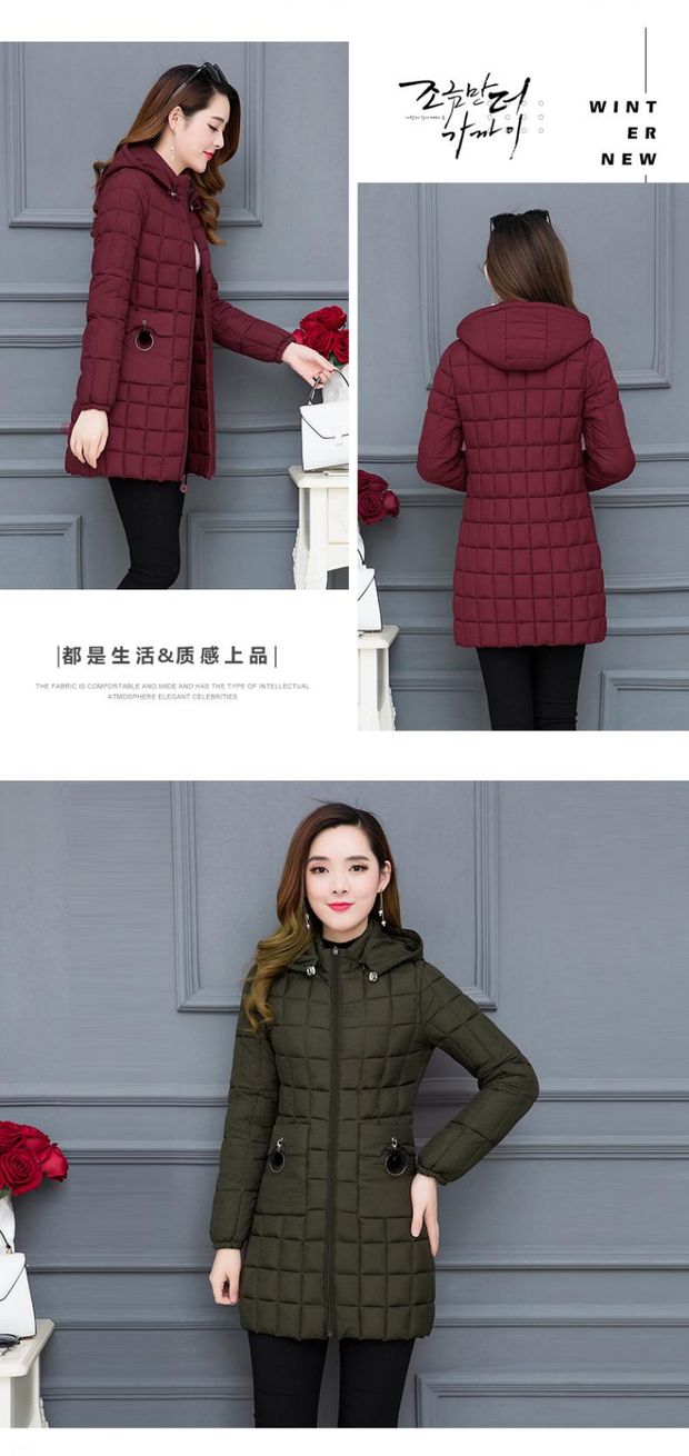 Quần cotton nữ 2018 mới trung niên và trung niên dài quần áo cotton dày mùa thu và áo khoác mùa đông cotton quần áo mẹ trung niên áo phao nữ hàng hiệu