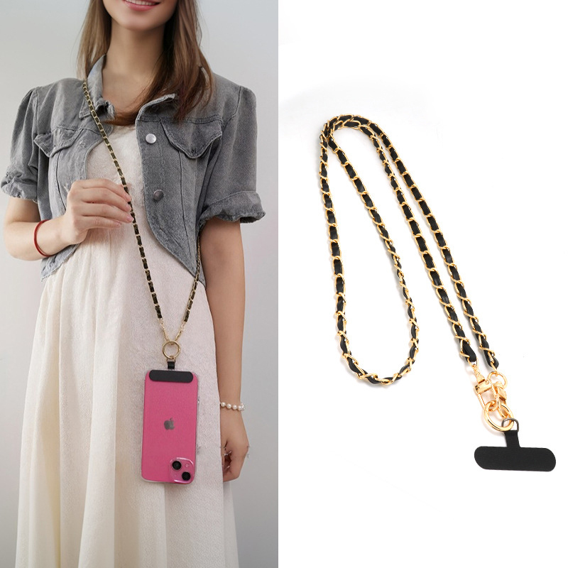New Style Phone Lanyard Chain, Chanel-Style Crossbody Leather Chain, Metal Phone Case Strap, Anti-Lost Lanyard Chain New Style Phone Lanyard Chain, Chanel-Style Crossbody Leather Chain, Metal Phone Case Strap, Anti-Lost Lanyard Chain
