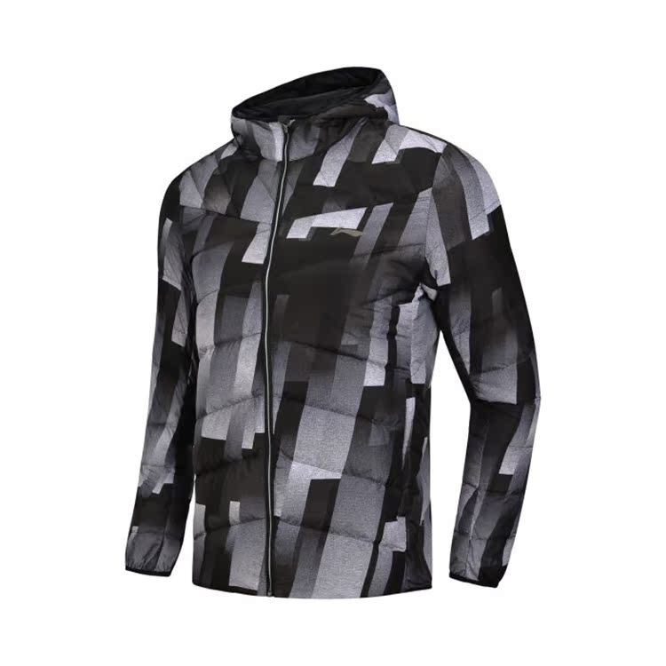 Li Ning ngắn xuống áo khoác nam đào tạo áo khoác ấm áp nam mùa đông trùm đầu màu trắng xuống quần áo thể thao AYMN049 áo khoác lông vũ