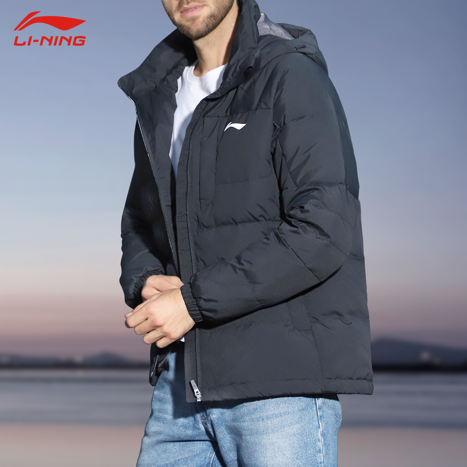 Li Ning down jacket men's 2021 winter new windproof jacket short long style thick hooded light and thin sportswear