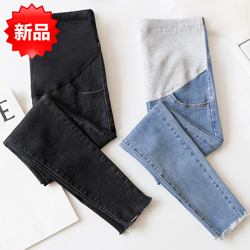 2022 new pregnant women's nine-point pants spring and autumn pregnant women's jeans spring belly support trousers thin leggings for outer wear