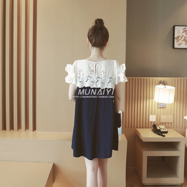 Phụ nữ mang thai mùa hè phù hợp với mô hình thời trang 2018 mới của Hàn Quốc phiên bản của lỏng mang thai dài ăn mặc kích thước lớn váy triều mẹ áo dài bầu
