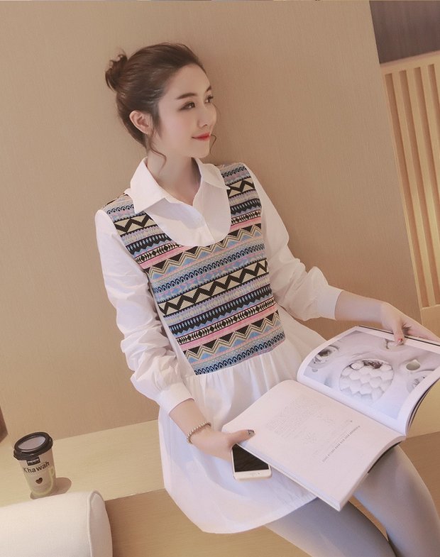 Mùa xuân thai sản 2017 mới phù hợp phiên bản Hàn Quốc của mẹ thời trang xuân hè thu đông tay áo dài nâng bụng xuân hai mảnh đầm bầu tay ngắn