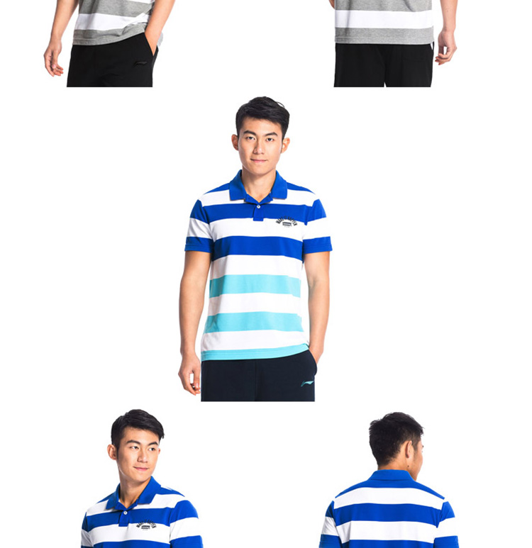 Li Ning áo thun ngắn tay nam 2019 mới mùa hè thoáng khí áo thun sọc nửa tay giản dị áo sơ mi POLO - Áo polo thể thao áo polo gucci