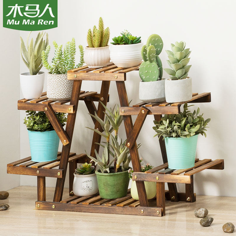 Trojan Solid Wood Flower Frame Floor Decorated Balcony Indoor Living Room Multimeat Iron Golden Ge Bottle