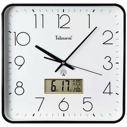 Telesonic/Uranus Radio Clock Living Room Wall Clock Square Silent Home Bedroom Wall Clock Calendar Clock