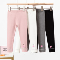 2021 Spring and Autumn Girls Leggings Flip Silver Silk Embroidered Cherry Childrens Pants Warm Children Princess Leggings